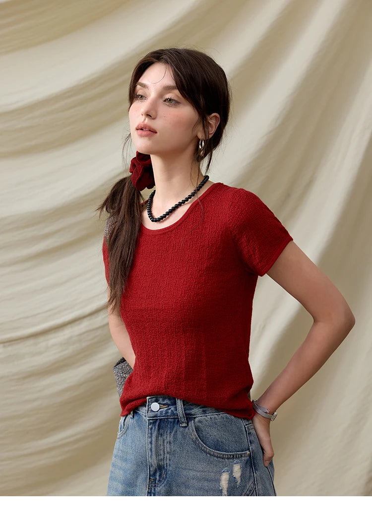 Mishow Solid Slim Knit Office Tee MXE34Z1257