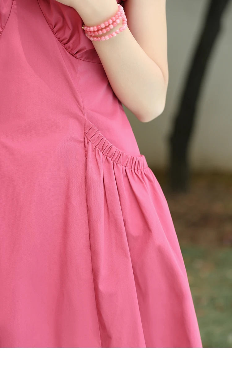 Mishow 100% Cotton V-Neck Pocket Dress MXD29L1934