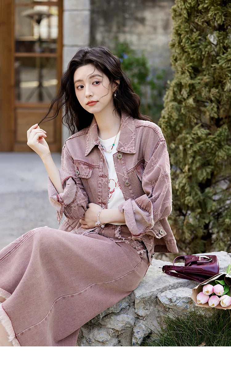 Mishow Apricot Heart Print Positive Shoulder Tee MXE11T0491