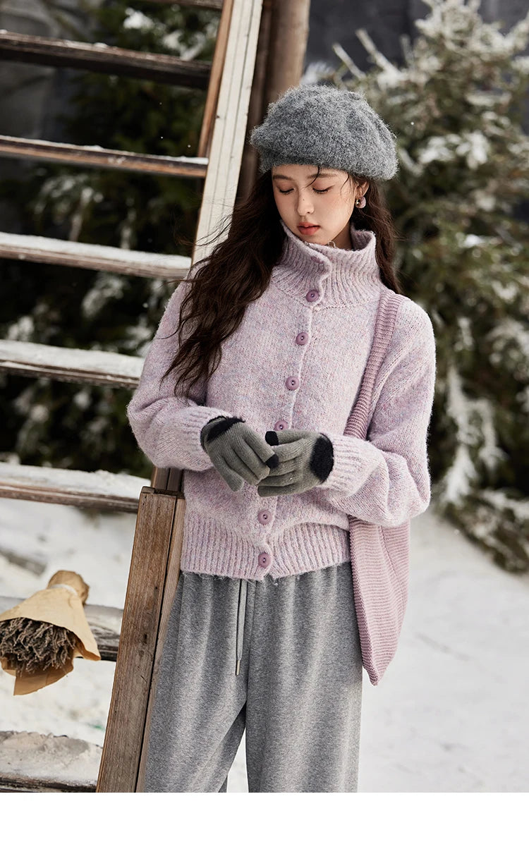 Mishow Turn Down Collar Wool Blend Cardigan MXD59Z1136