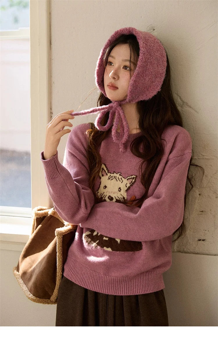 Mishow Purple Jacquard Dog Arctic Fleece Sweater MXE88Z2599