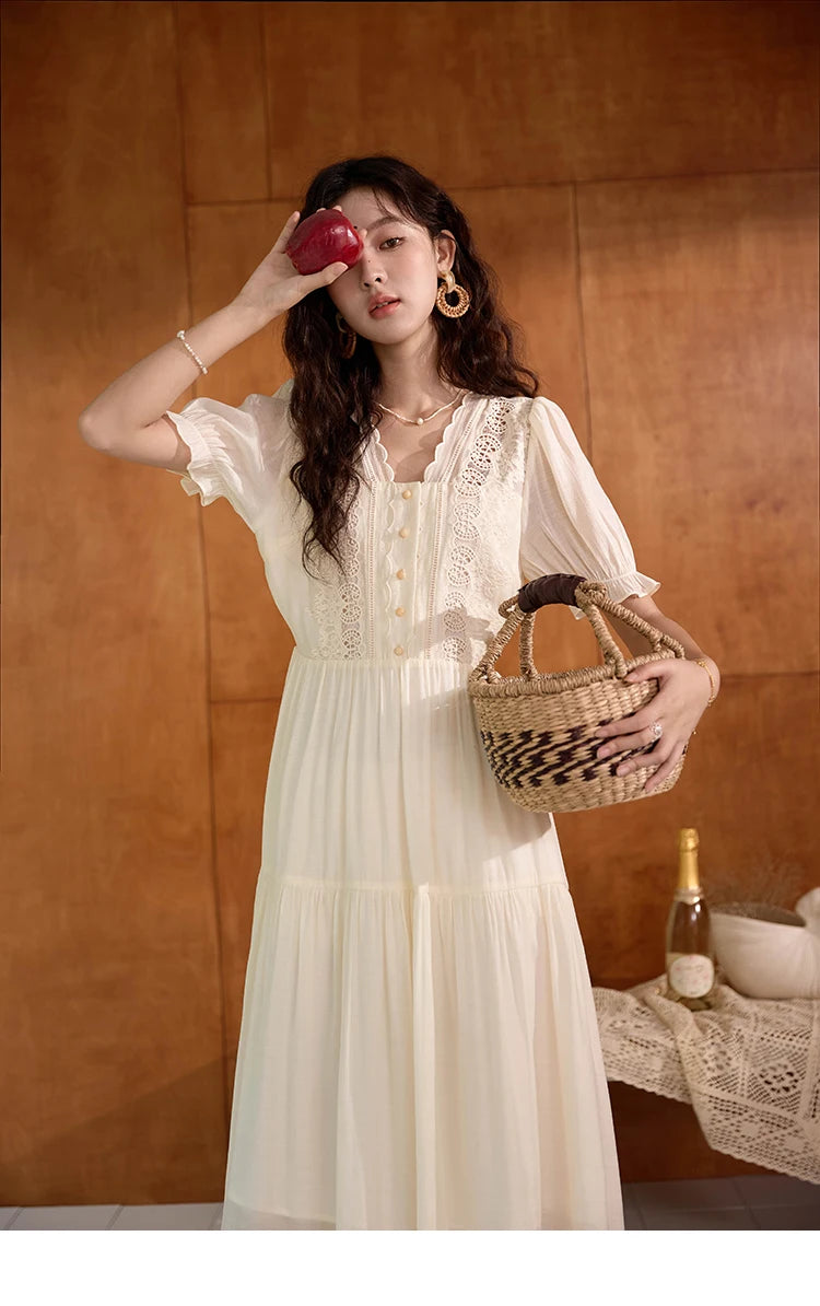 Mishow French Hollow Embroidery Fairycore Dress MXD31L1981