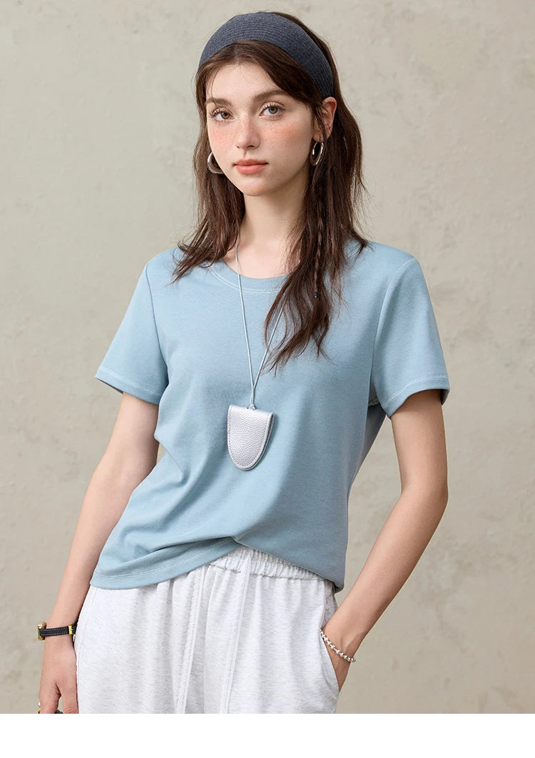 Mishow Solid Straight Shoulder Lace Trim Tee MXE31T0532
