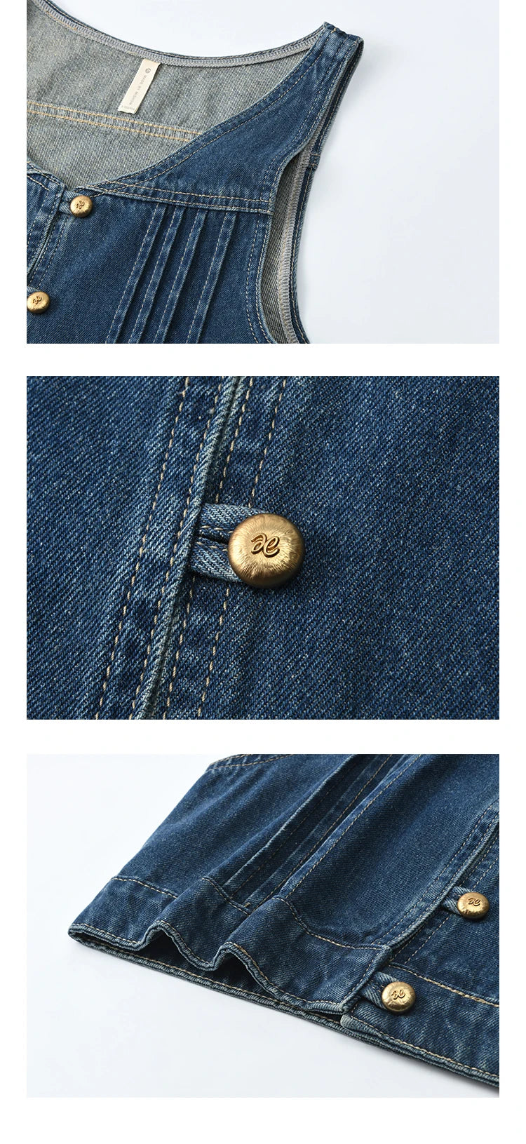 Mishow Retro Deep Blue Denim Vest Coat MXE16W0750