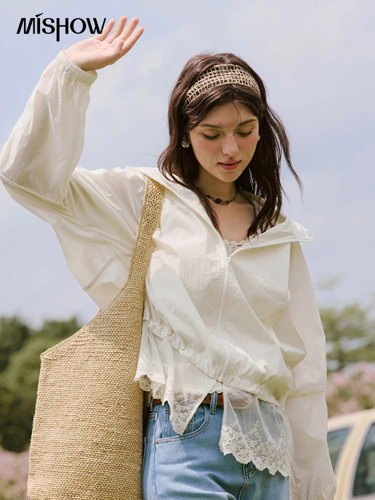 Mishow Hooded Lace Sunscreen Cardigan MXE33W0780
