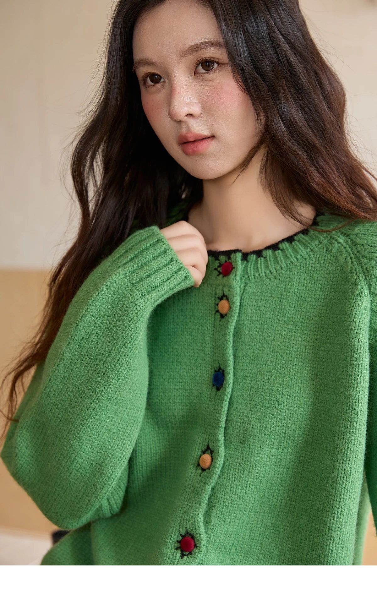 Mishow Color Button Minimalist Crew Neck Cardigan MXE88Z2688