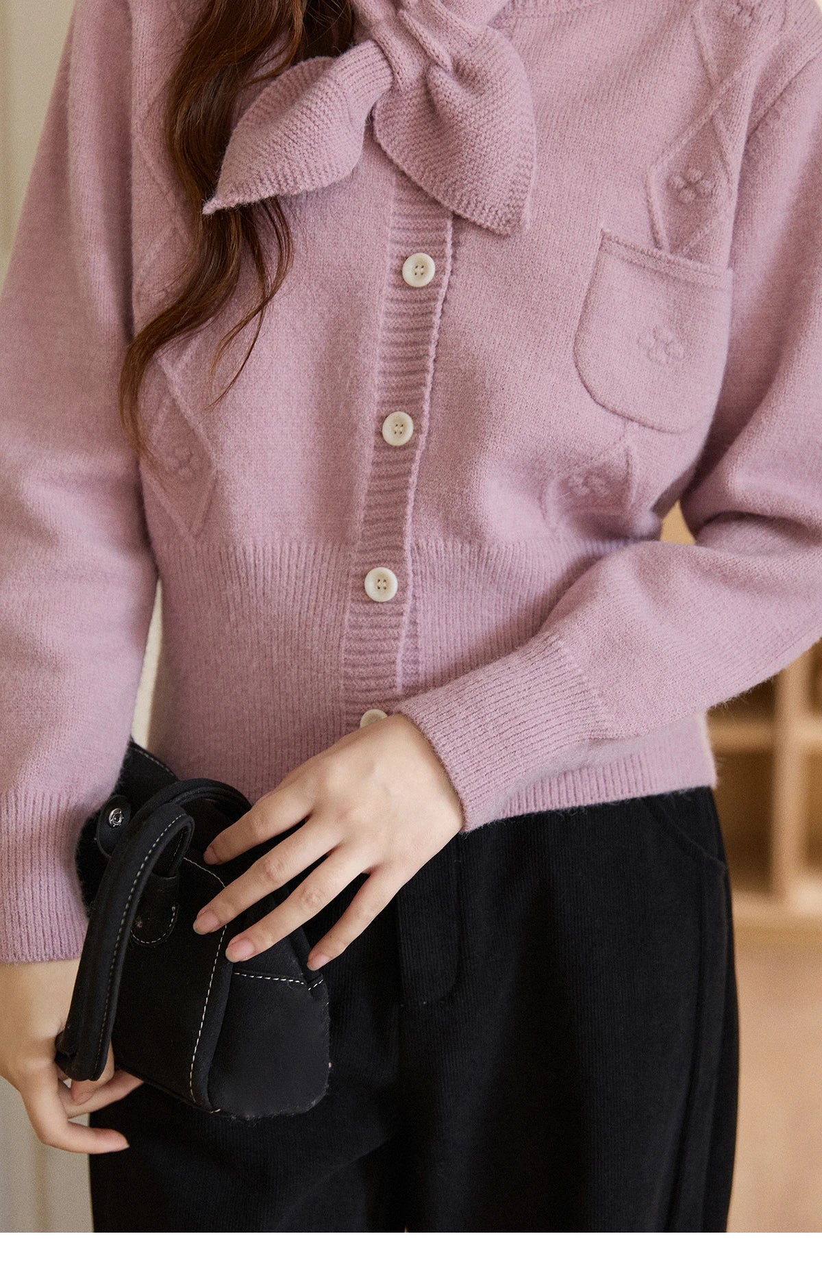 Mishow Taro Purple Detachable Scarf Sweater MXE91Z2825