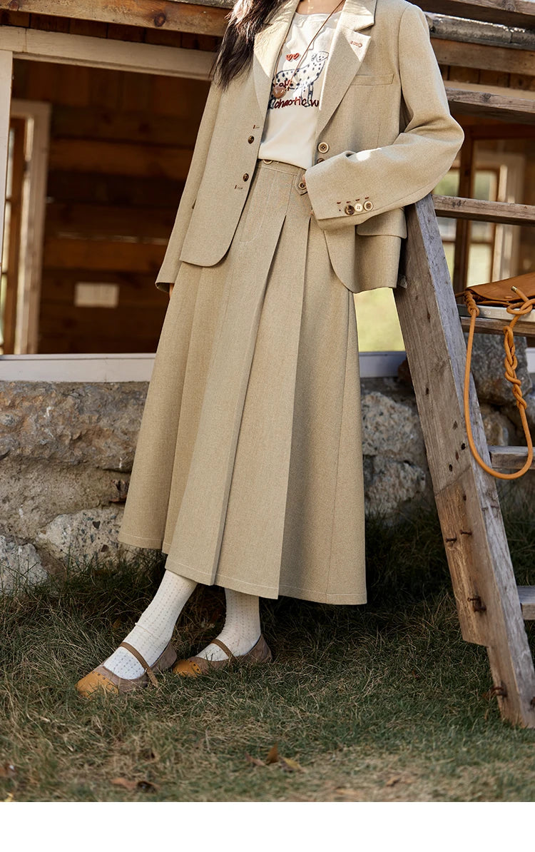Mishow Vintage Blazer & Pleated Skirt Set MXE11W0712