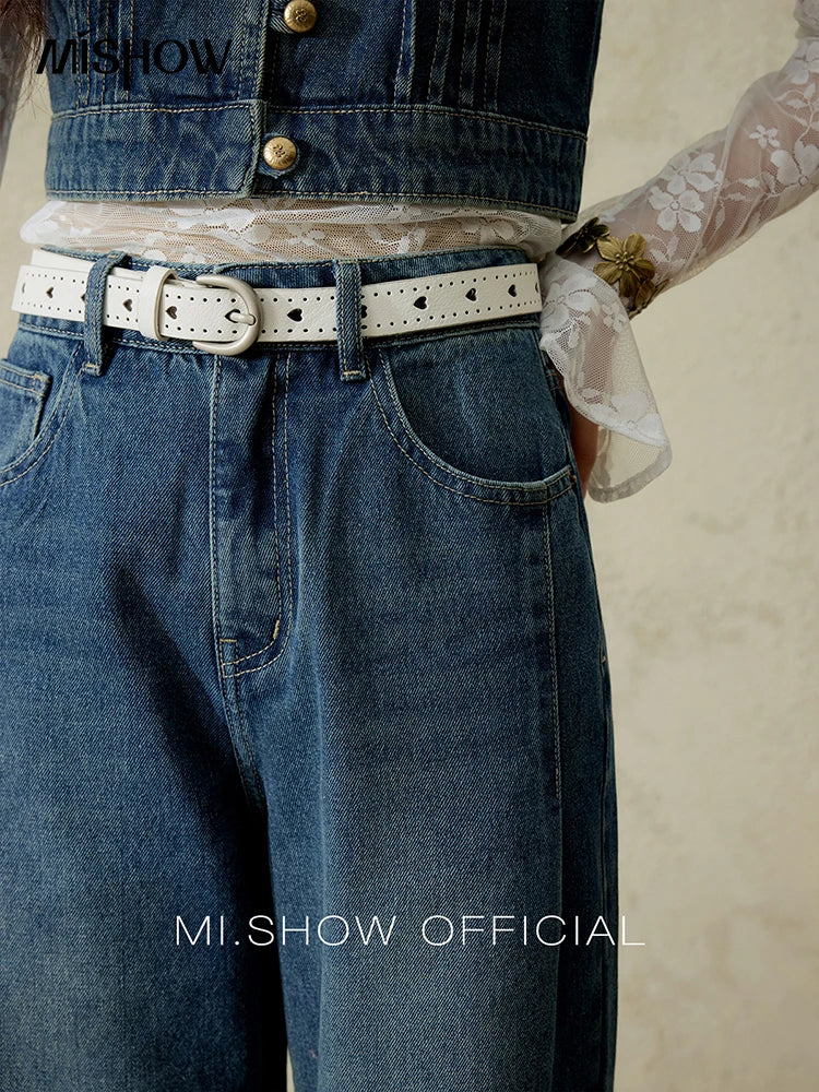 Mishow Washed Loose Straight Leg Jeans MXE16K0874
