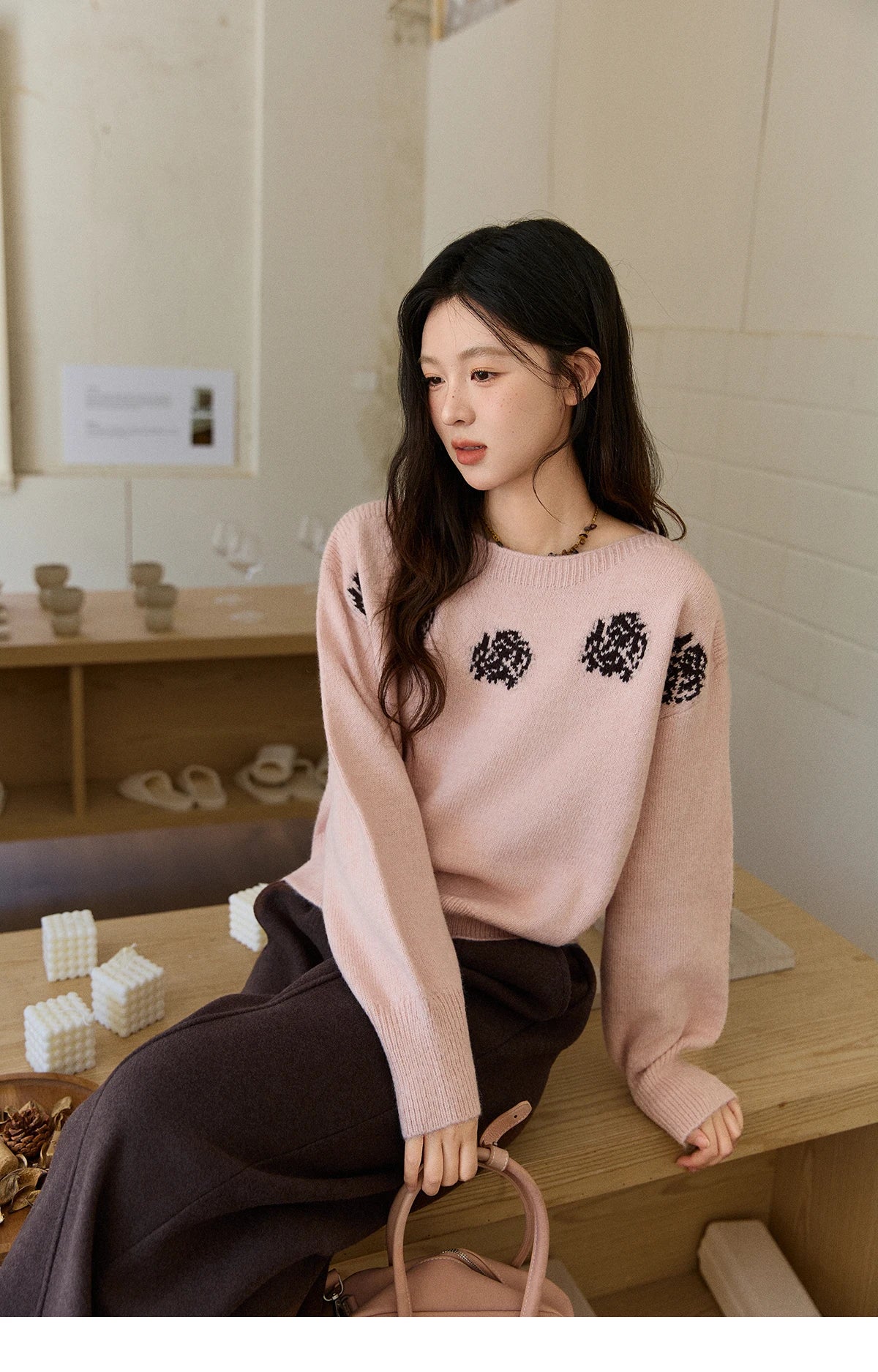 MISHOW High Waist Wide Leg Pants Fleece Warm Knit MXE92K1127