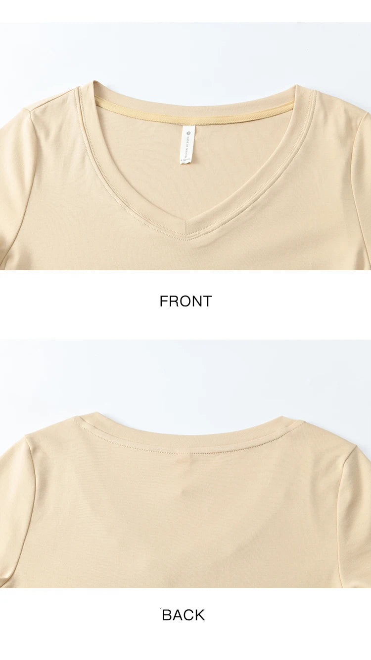 Mishow Solid V-Neck Slim Cotton Tee MXE33T0519