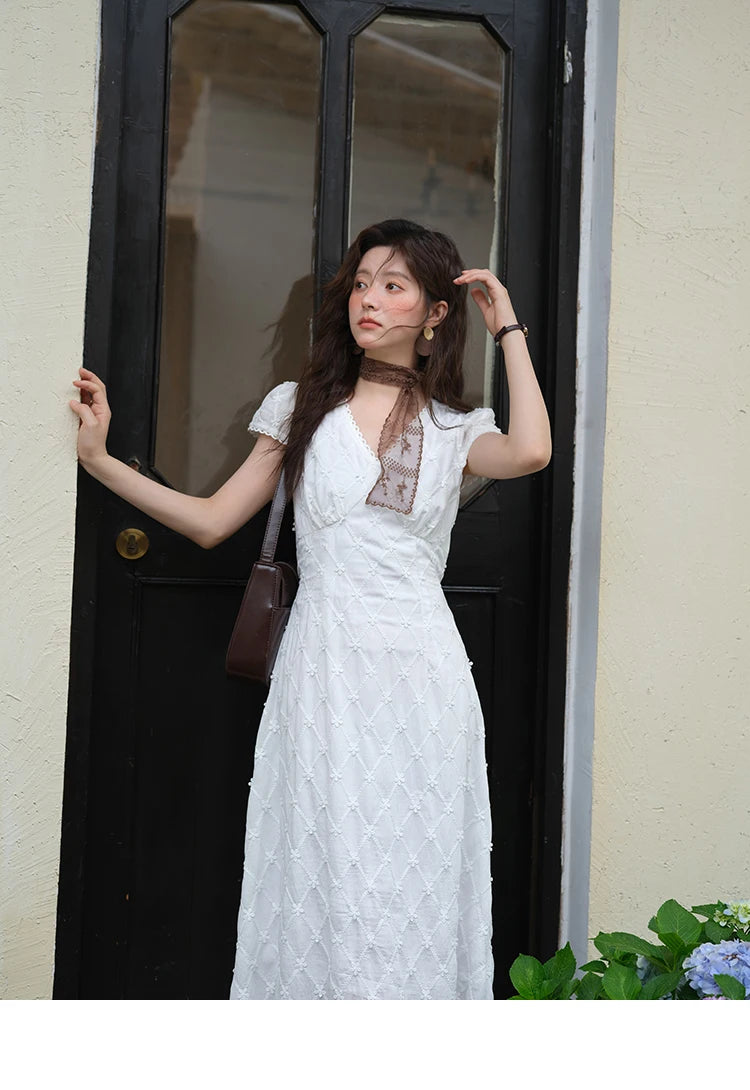 Mishow V-Neck Lace Spliced Embroidery Dress MXE38L2378