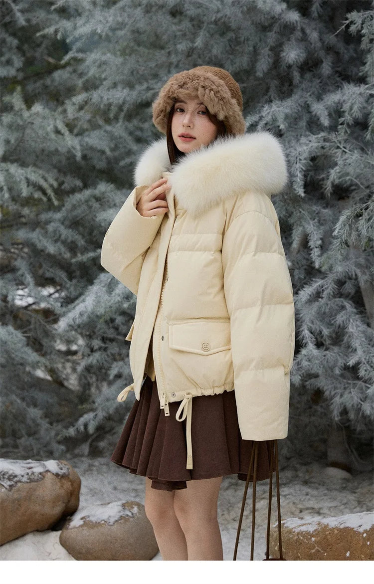 Mishow Short Detachable Fur Collar Down Jacket MXE87Y0084