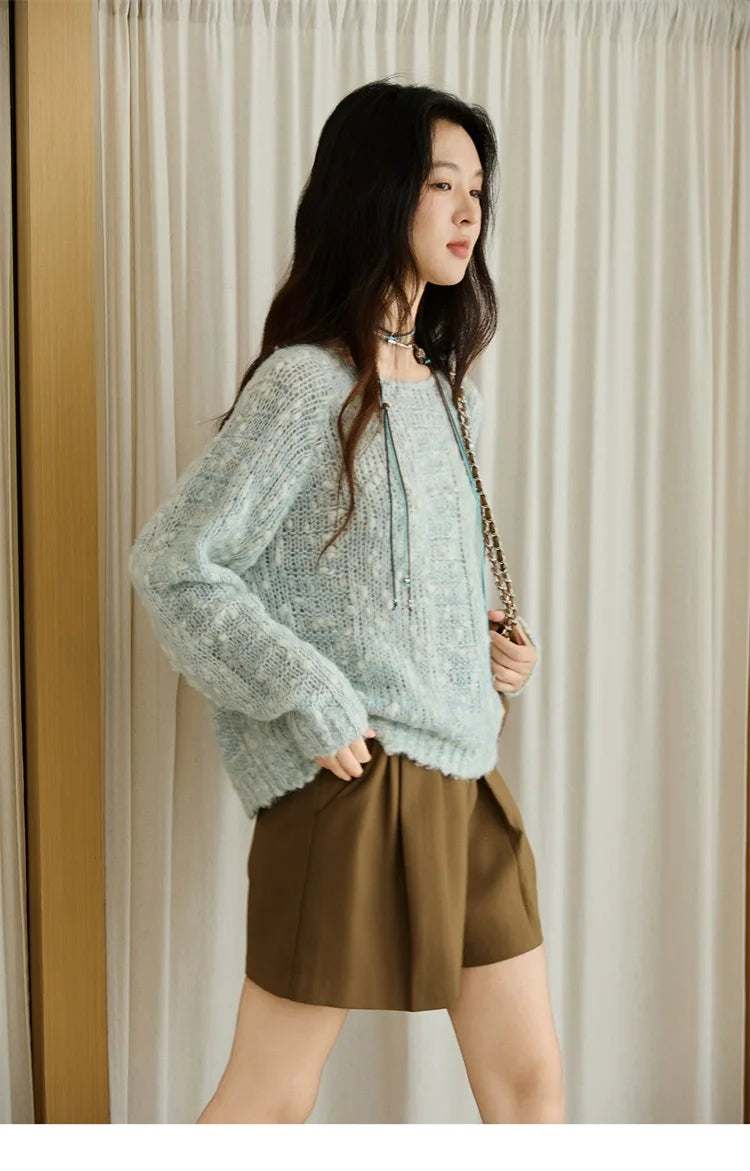 Mishow Scoop Neck Hollow Raglan Sleeve Sweater MXE46Z2565
