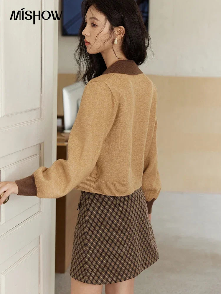 MISHOW Fake Two-piece Sweater Women French Retro Splicing Top MXD46Z0804