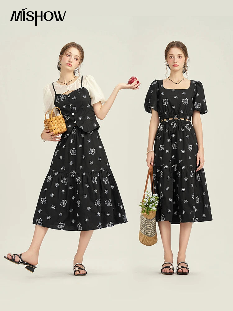 Mishow High Waist Floral Print A-Line Skirt MPD21B0398