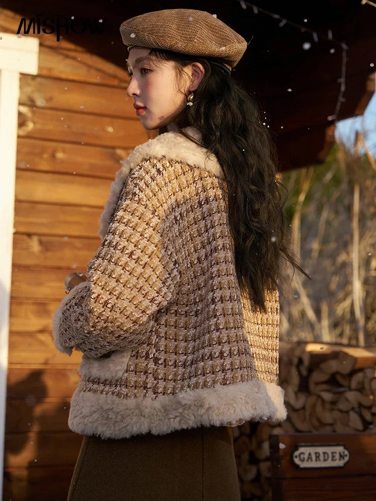 Mishow Houndstooth Padded Cotton Parka MXC54W0137