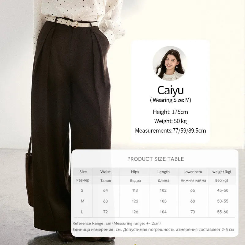 MISHOW Dark Brown Wide Leg Pants High Waist Pleated Elastic MXF108K1010