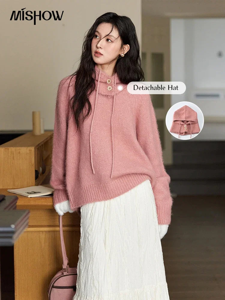 Mishow Hooded Neck Cozy Wool Pullover MXD59Z1123