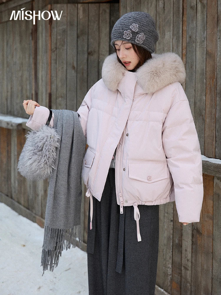 Mishow Short Detachable Fur Collar Down Jacket MXE87Y0084