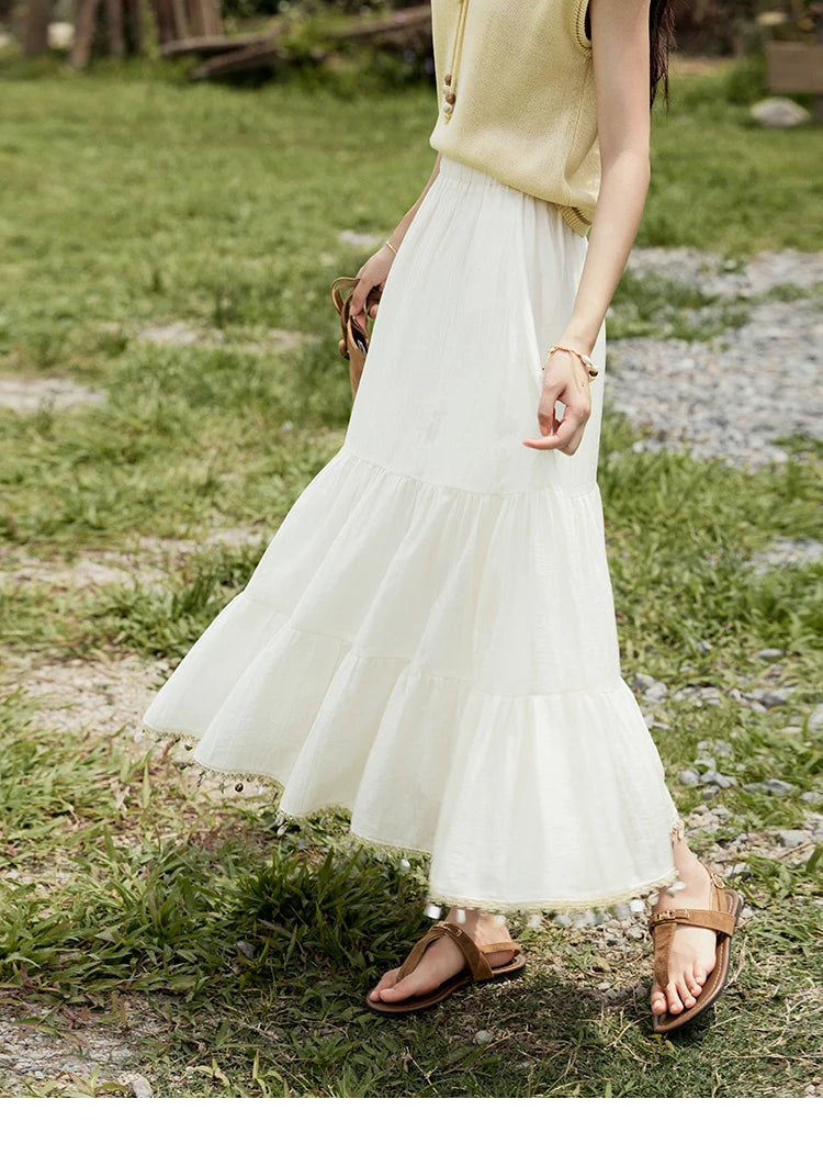 MISHOW Elastic Waist Shell Webbing A-Line Skirt Slimming MXE33B0708