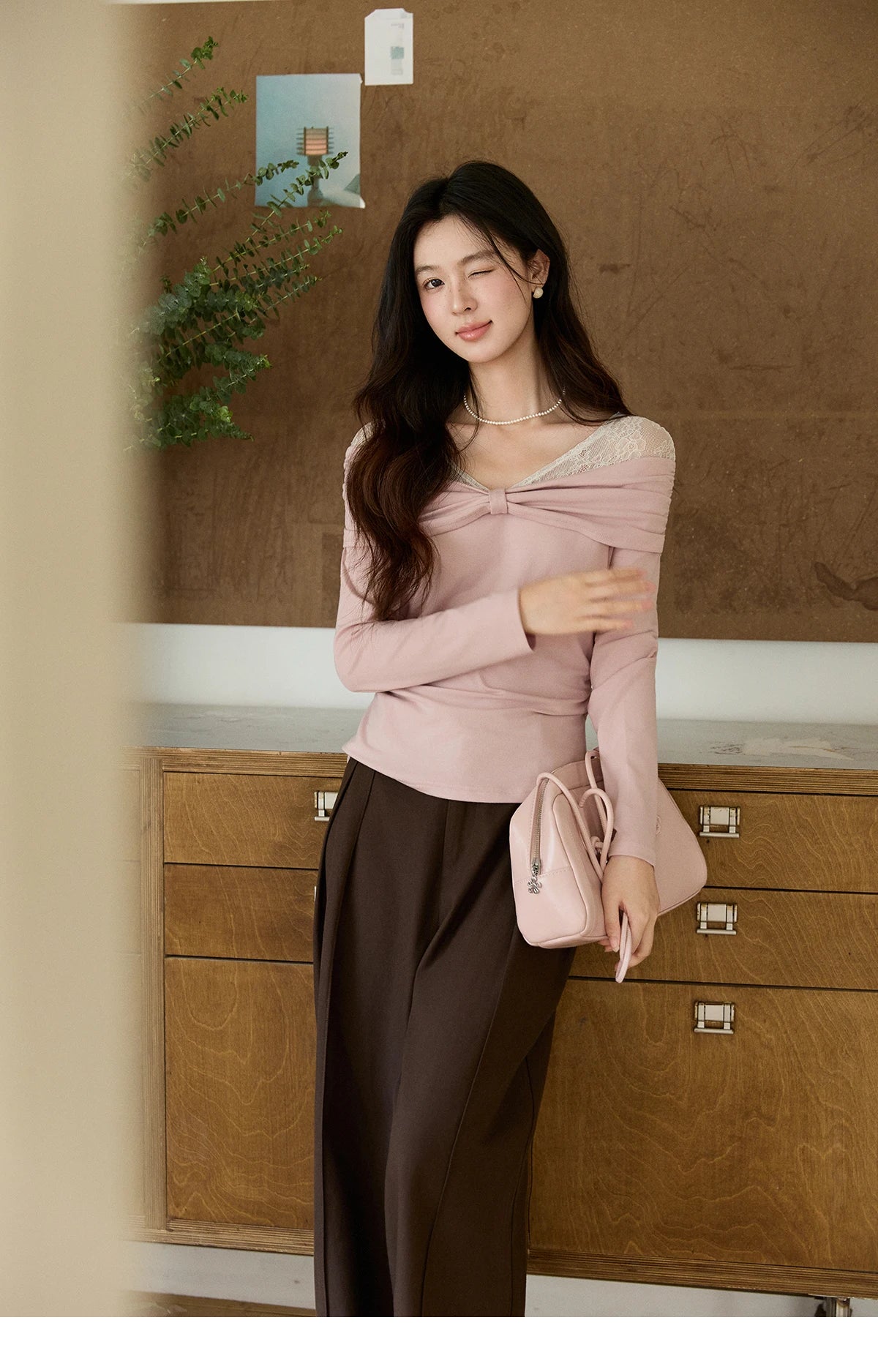 Mishow Lace Patchwork One Shoulder Tee MXF108Z1026