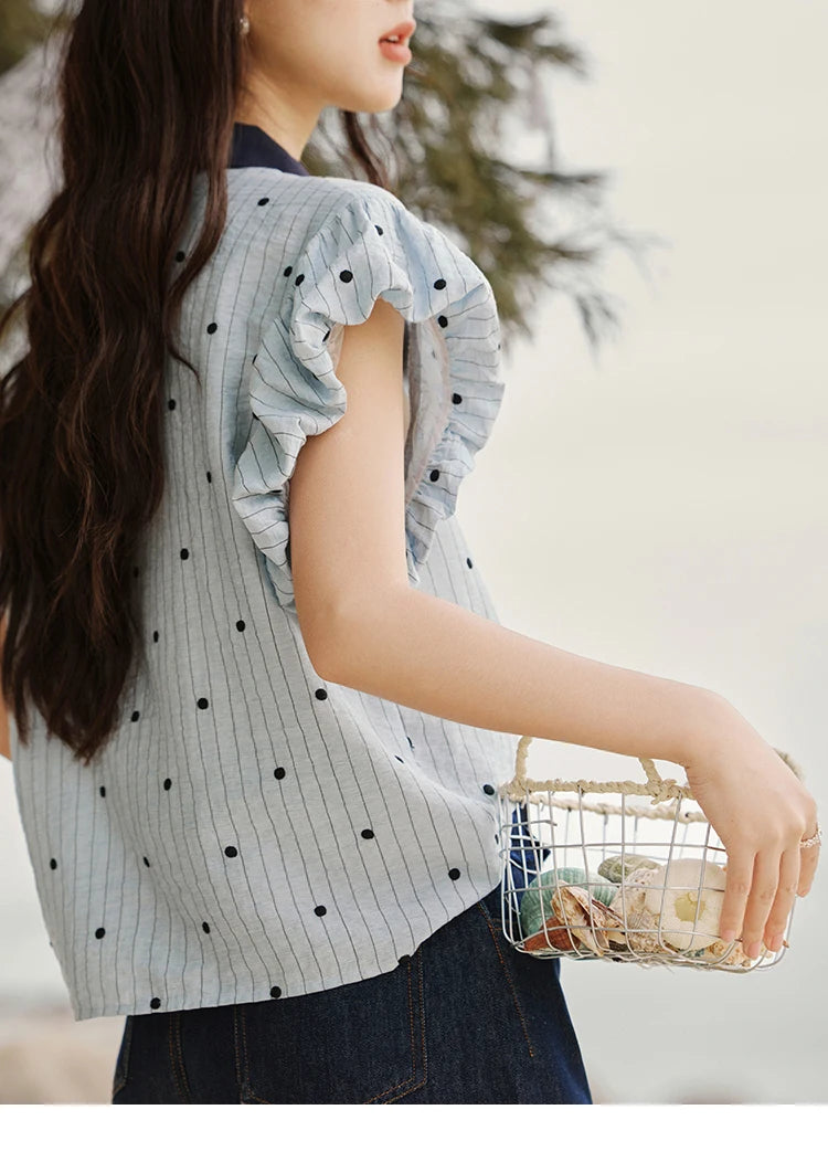 MISHOW Polka Dot Blouse Butterfly Sleeve MXE31C0776