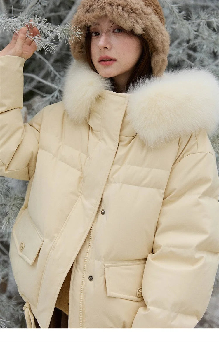 Mishow Short Detachable Fur Collar Down Jacket MXE87Y0084