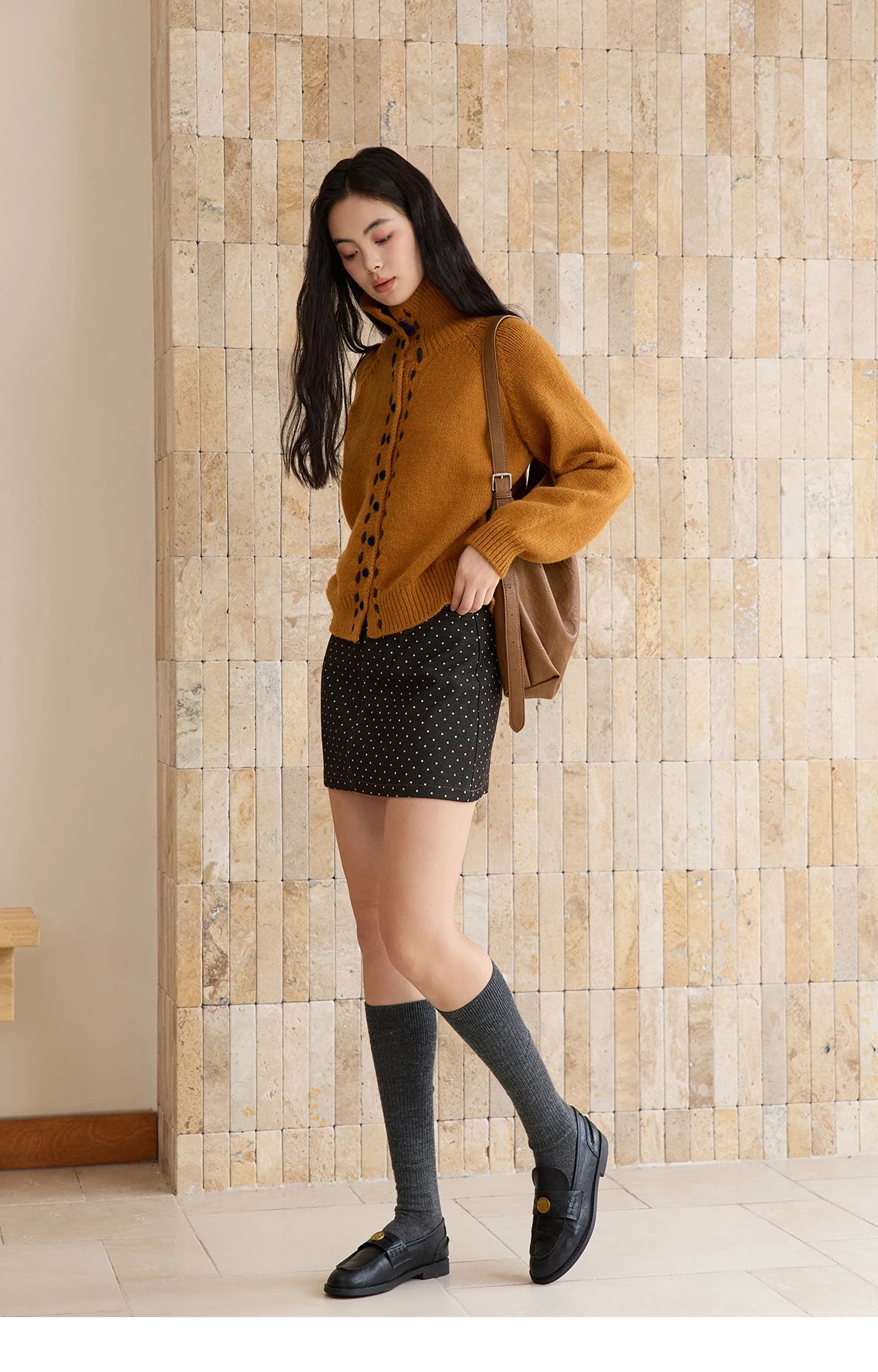 Mishow Retro Turtleneck Single-Breasted Cardigan MXE48Z2617