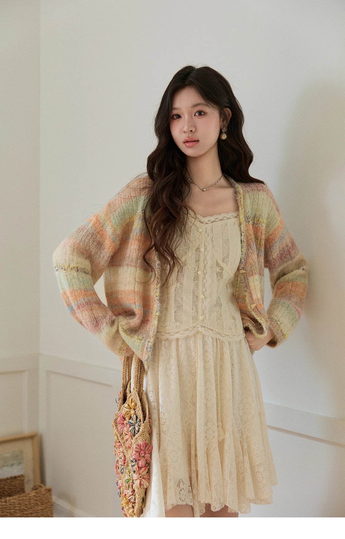 Mishow Gradient Striped V-Neck Rainbow Cardigan MXF13Z3019