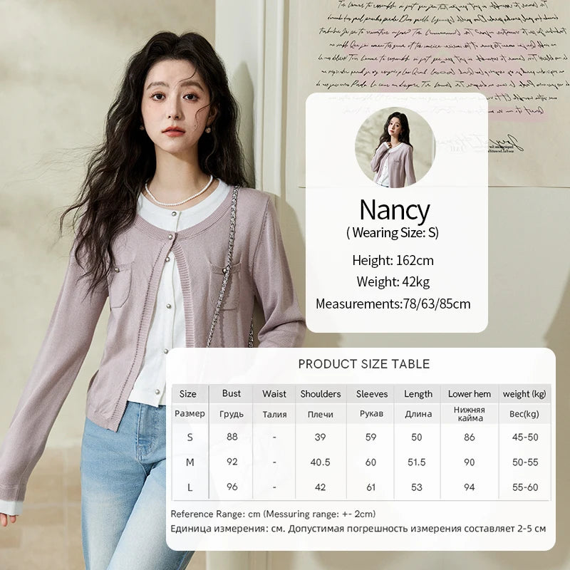 Mishow Fake Two-Piece Contrast Patch Pocket Cardigan MXE12Z1144