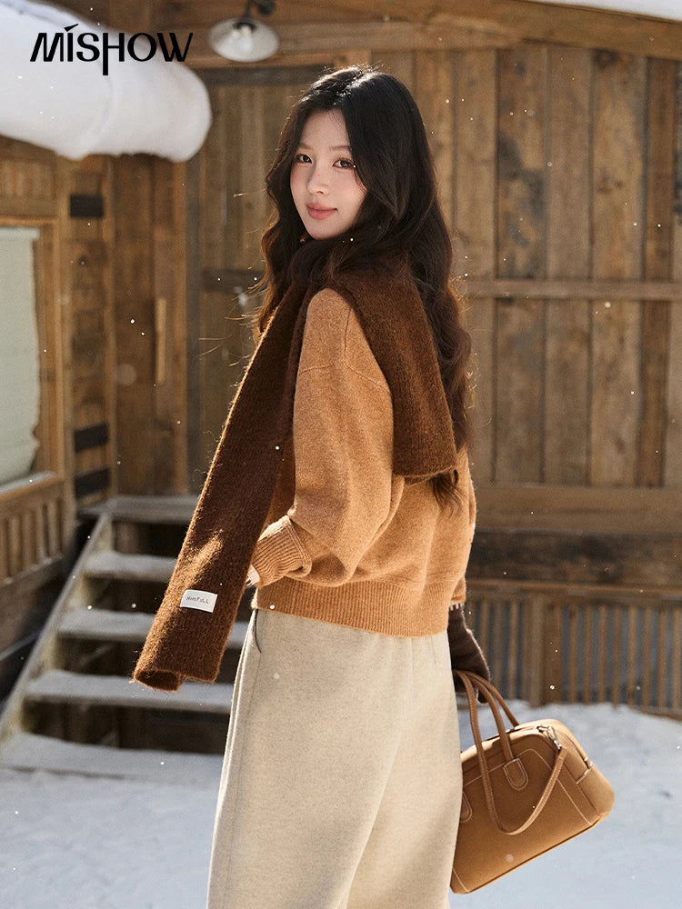 Mishow Horse Pattern Faux Mink Fur Cuff Sweater MXE94Z2863