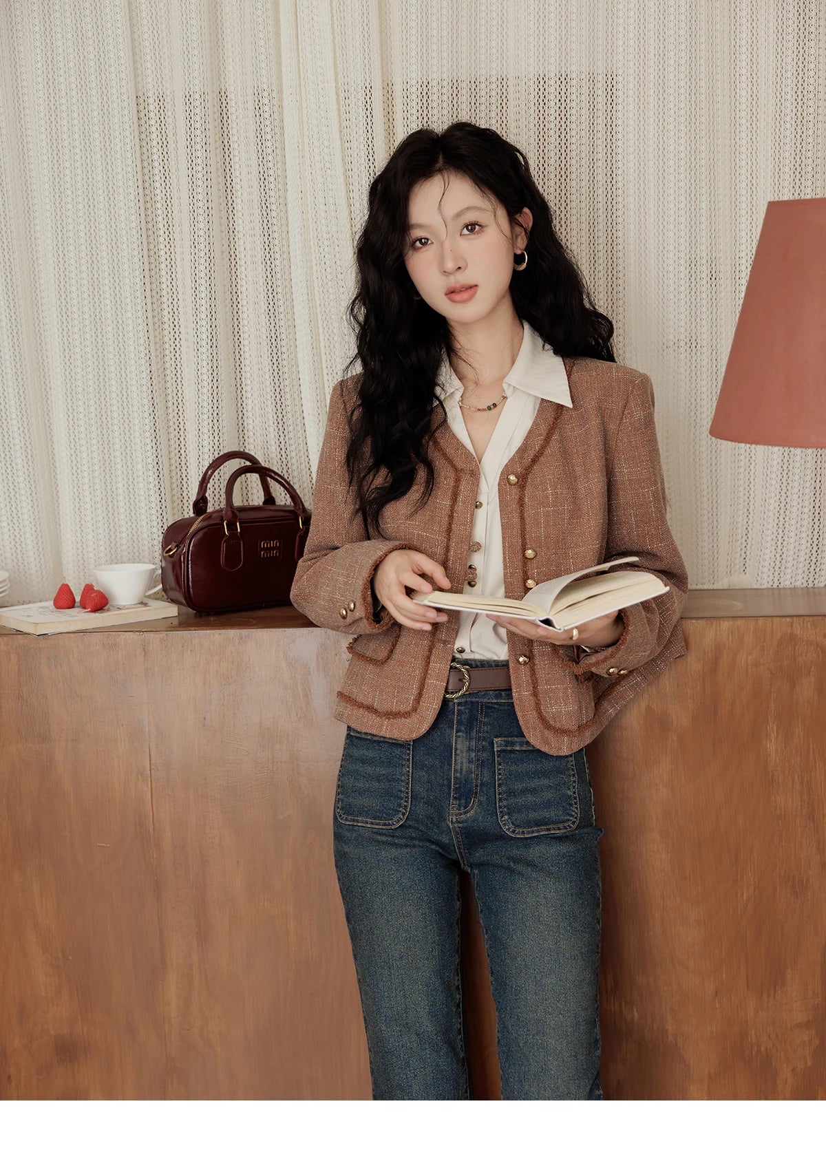 MISHOW French Lapel V-Neck Shirt Retro Button Pockets MXD43C0306