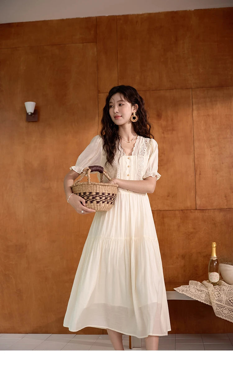 Mishow French Hollow Embroidery Fairycore Dress MXD31L1981