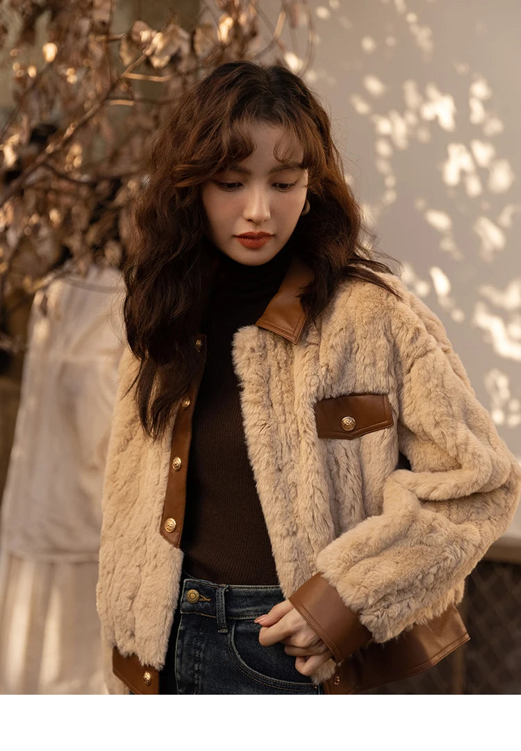 Mishow Lamb Wool Leather Trim Coat MXB43W0490