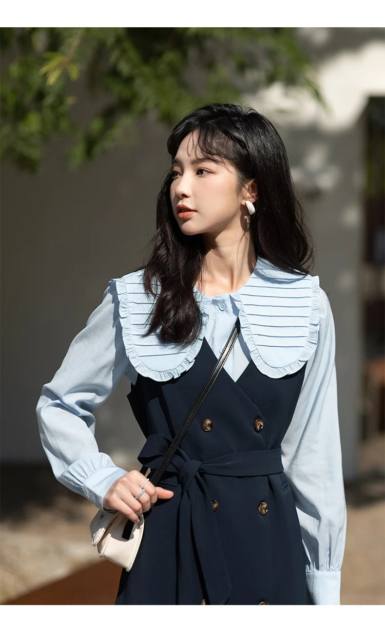 Mishow Korean Doll Collar Vest & Shirt Dress Set MXB12C0199