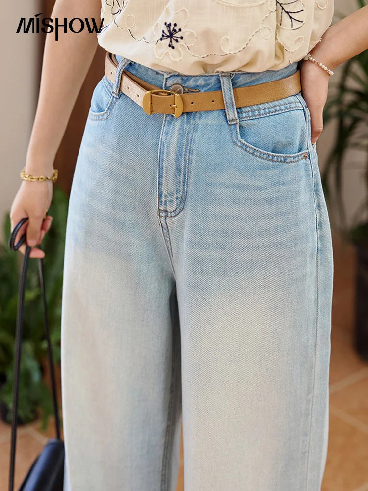 Mishow Denim Blue Lace Straight Leg Jeans MXE35K0947
