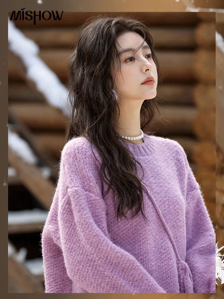 Mishow Oversized Sweater with Matching Bag MXD57Z1083