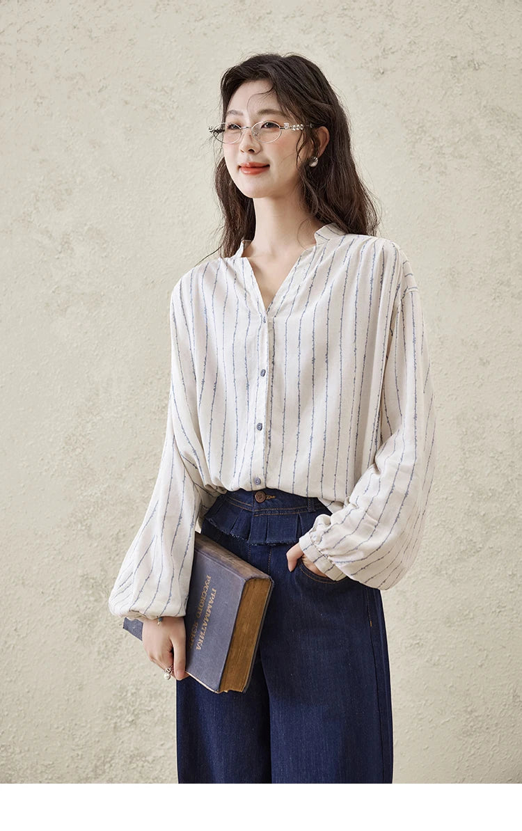 Mishow Stitching Ruffle High Waist Wide Leg Jeans MXE16K0907