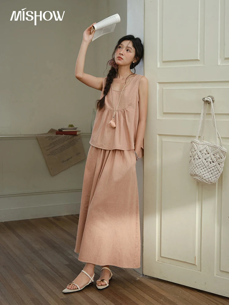 Mishow U-Neck Sleeveless Top & A-Line Skirt Set MXE35T0606