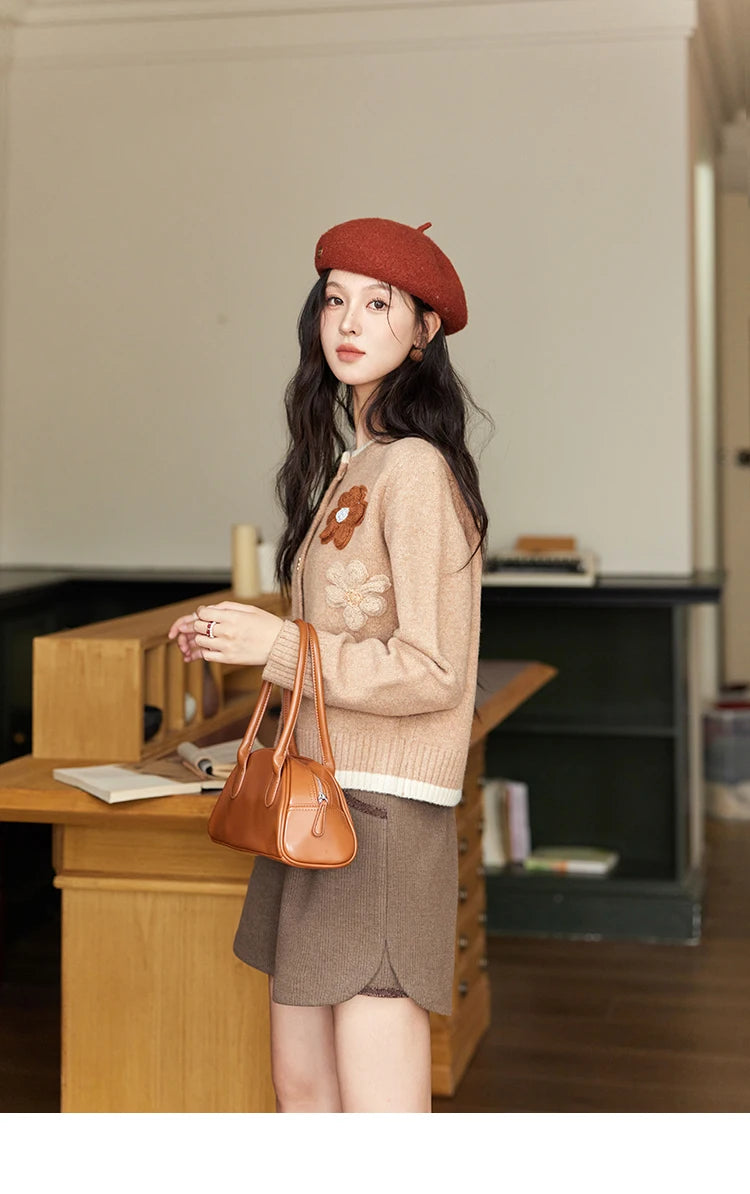 Mishow Flower Pattern Color Clash Metal Button Cardigan MXD56Z0919