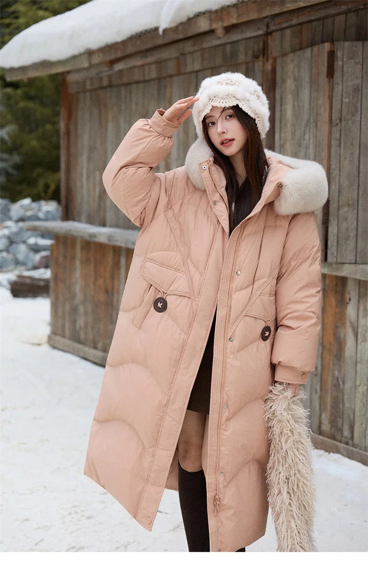 Mishow Fox Fur Collar 90% White Duck Down Jacket MXE51Y0082