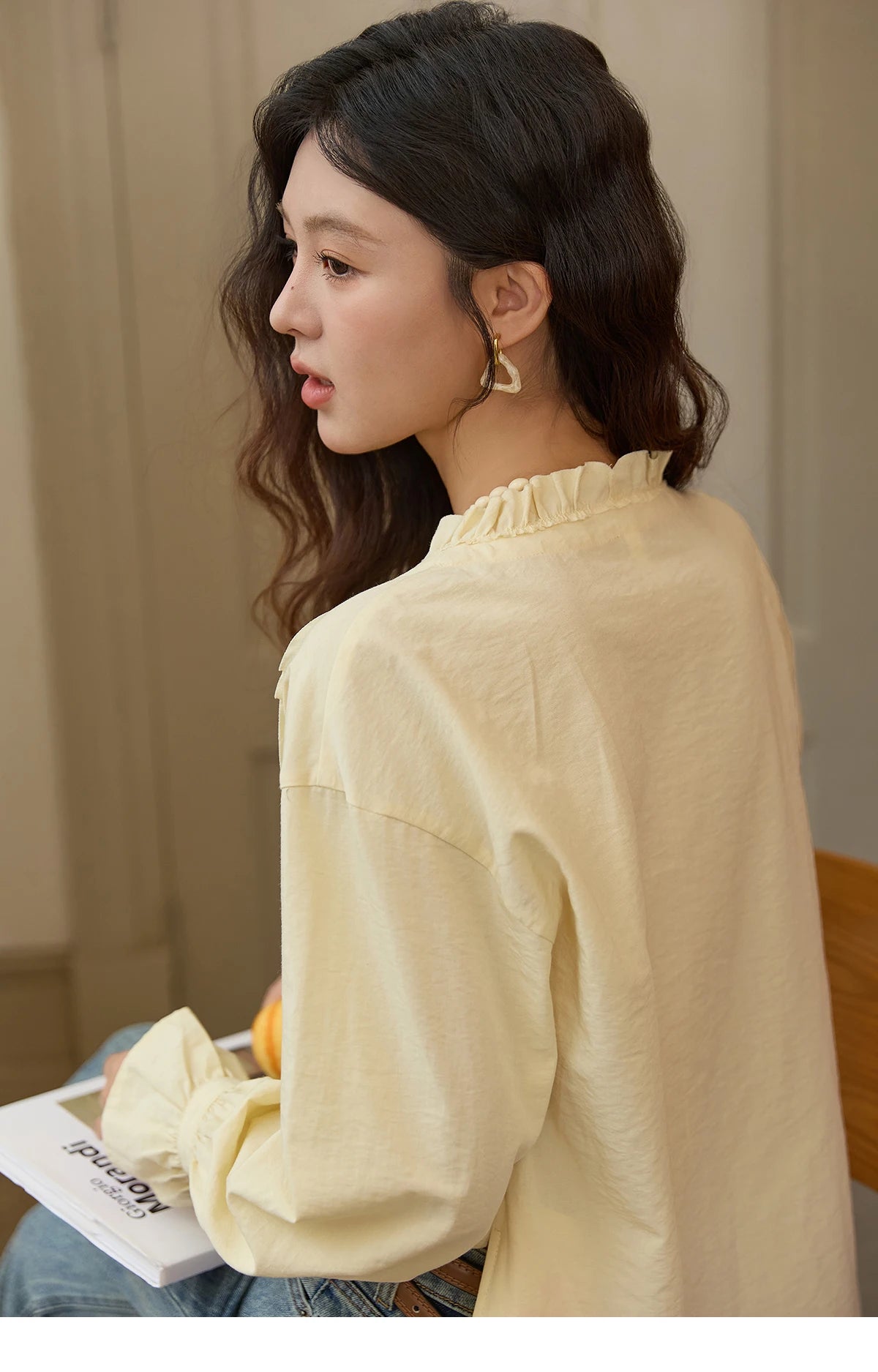 MISHOW Hand Sewn Rose Blouse Lantern Sleeves MXE44X2470