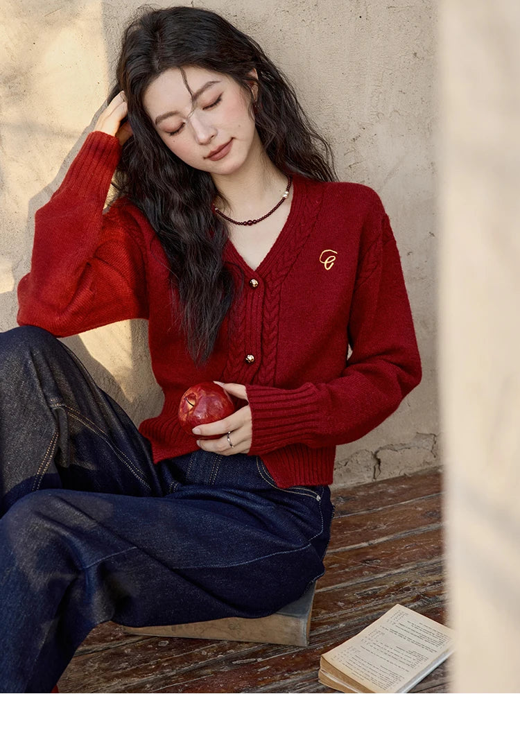 Mishow Elegant V-Neck Vintage Short Cardigan MXD48Z0848