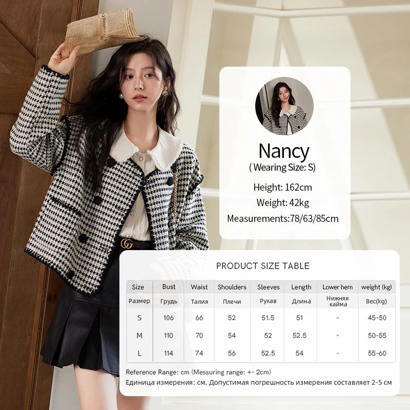 Mishow Red Plaid Double Breasted Tweed Jacket MXD56W0631