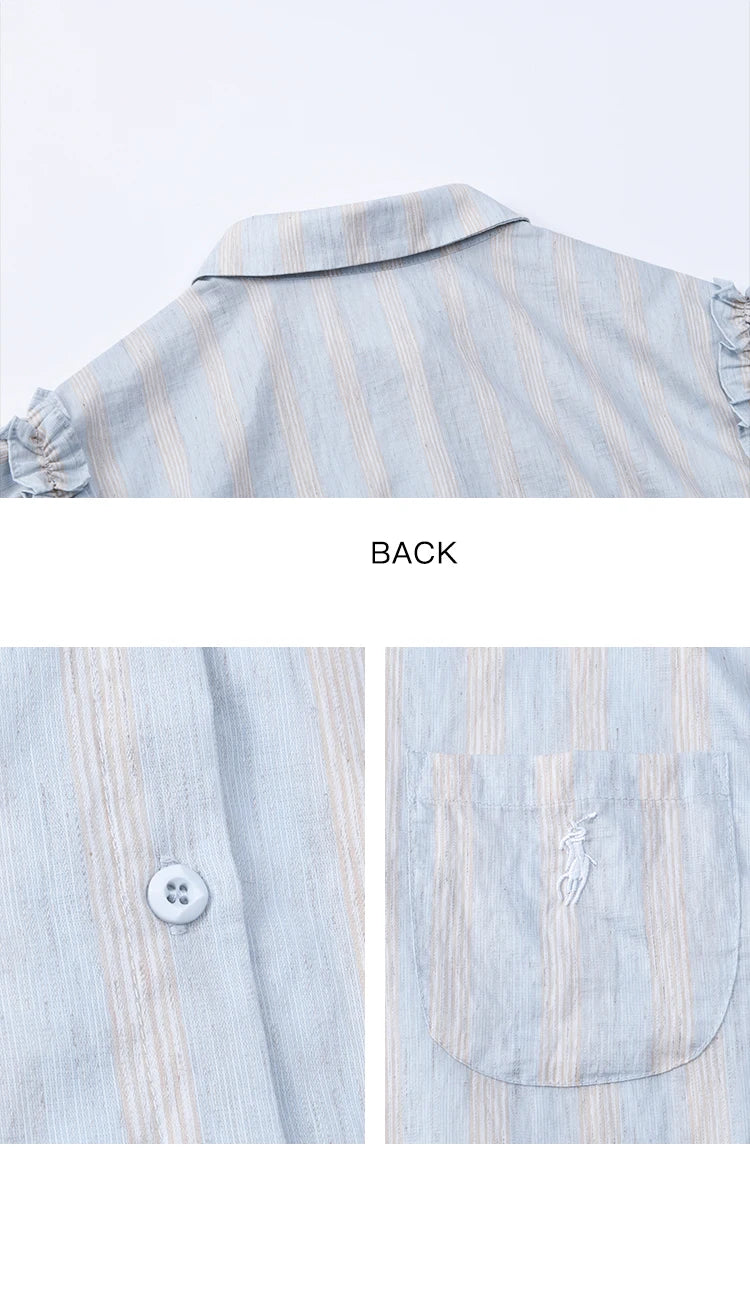 MISHOW Striped Short Sleeve Shirt Turn-Down Collar MXE38C2347