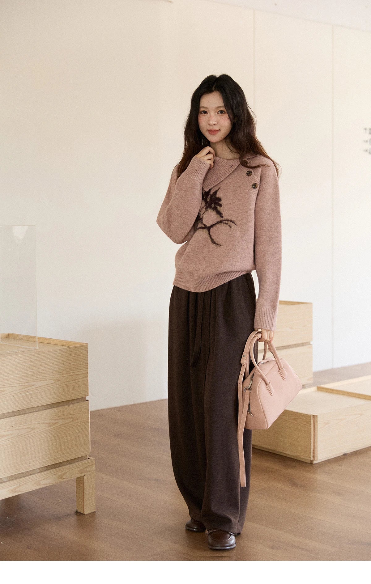 Mishow Plant Jacquard Turtleneck Pullover MXE86Z2658