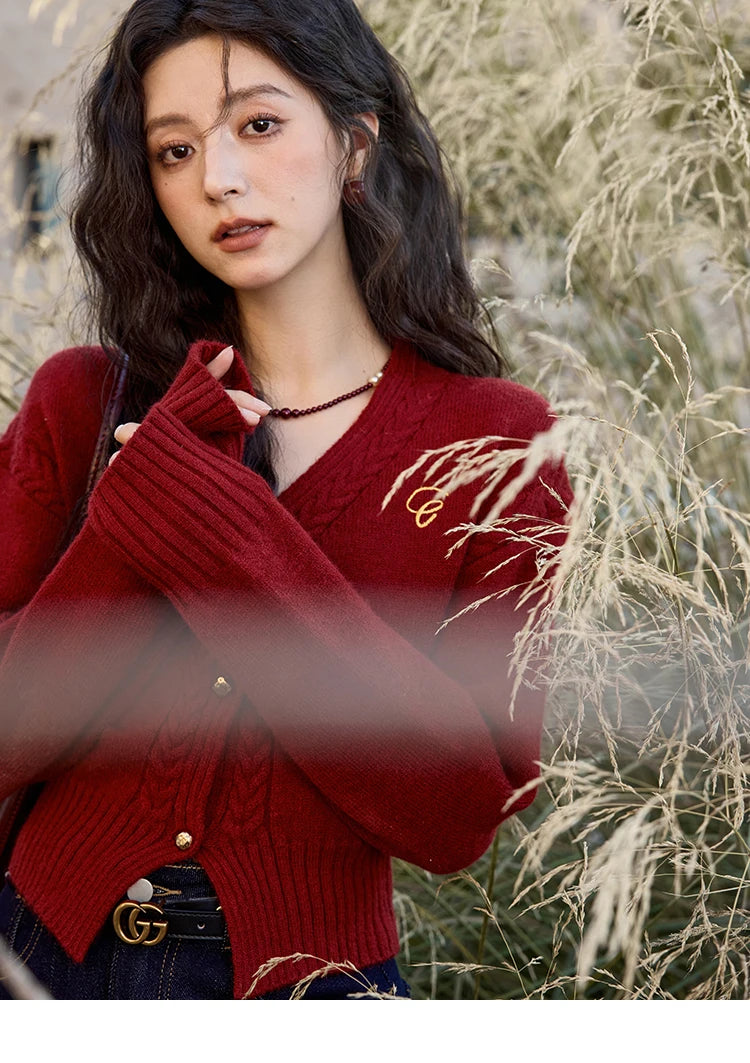 Mishow Elegant V-Neck Vintage Short Cardigan MXD48Z0848