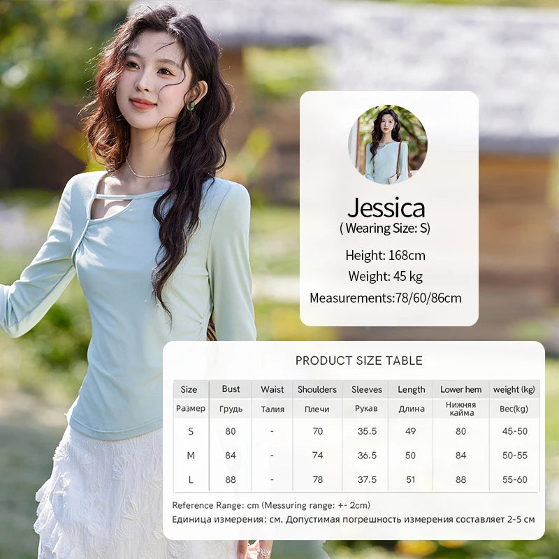 Mishow Irregular Hollow Neck Slim Solid Top MXE13Z1116