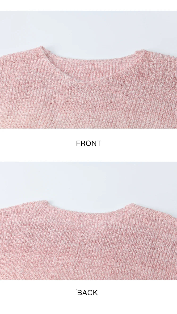 Mishow Pink Gradient Ribbed Cuff Sweater with Rope MXE43Z1334